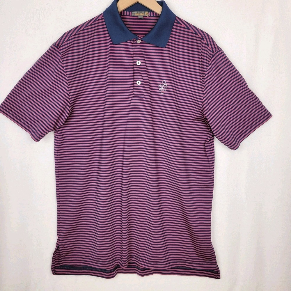 Peter Millar Summer Comfort Striped Polo Shirt Mens M Performance Golf